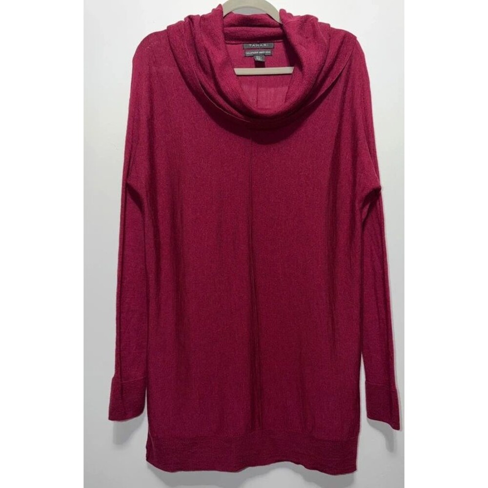 Tahari Extra Fine Merino Wool Cowl Neck Sweater Tunic Size Medium